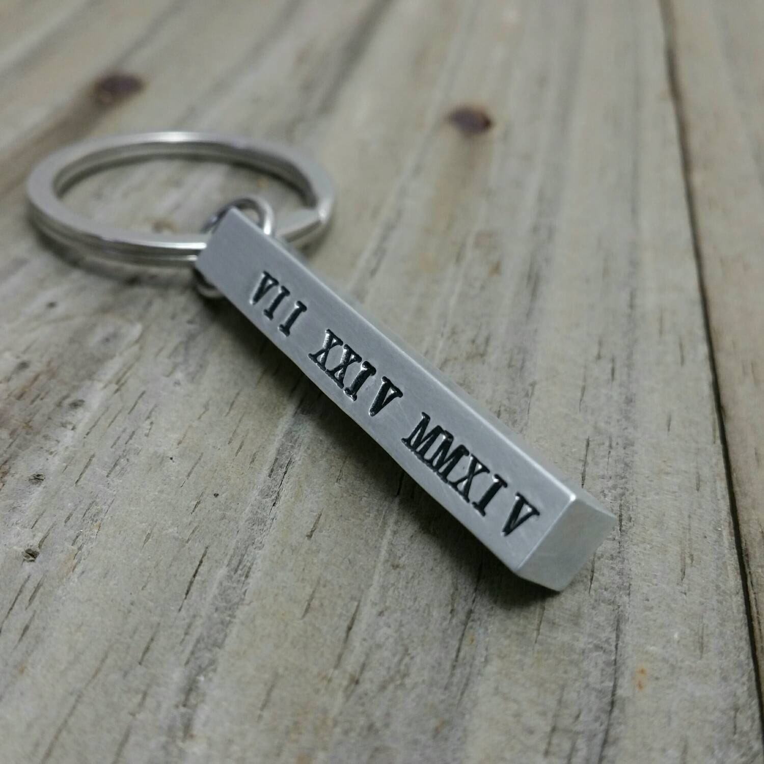 Personalized Roman Numeral Bar Keychain by DenisesCraftRoom