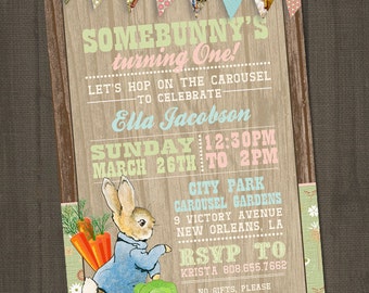 Peter Rabbit Invitation, Peter Rabbit Birthday Invitation, Bunny Invitation, Beatrix Potter Invitation, PRINTABLE, Peter Cottontail