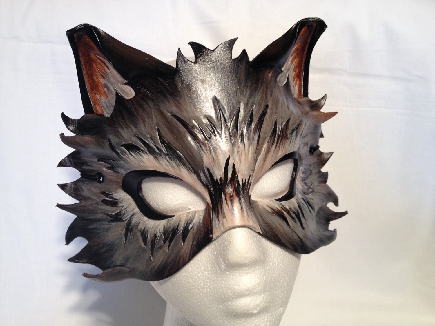 Custom Leather Wolf Mask