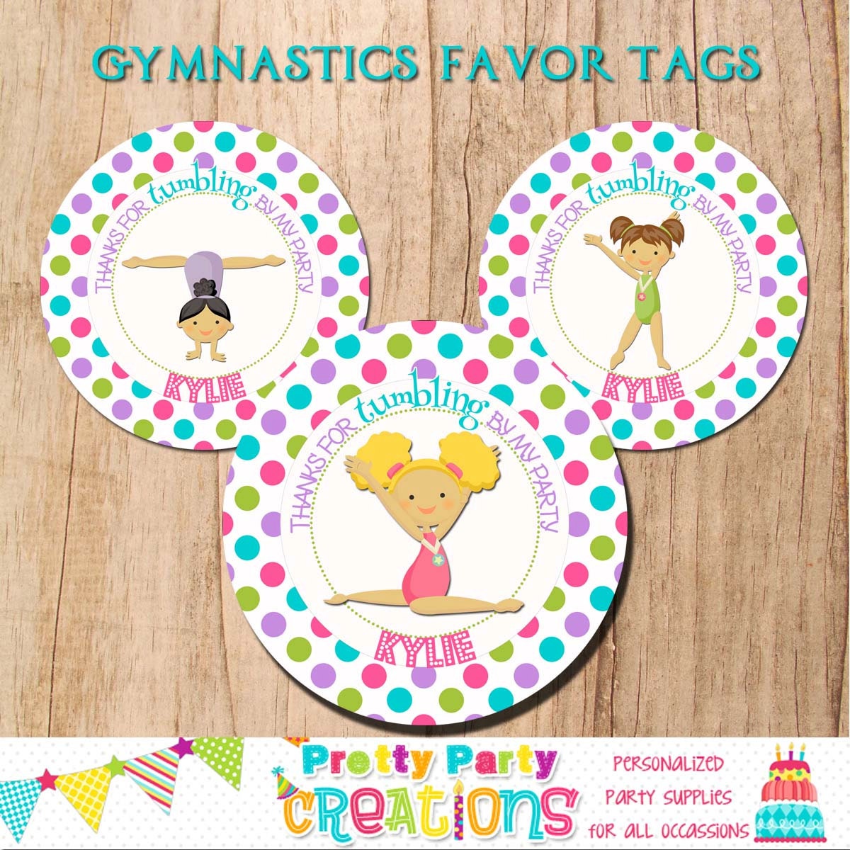 GYMNASTICS favor tags YOU PRINT 3 to choose any