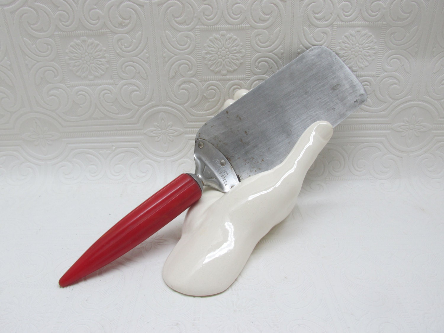 Red Bakelite Androck Spatula Turner 1935 Patent Stainless