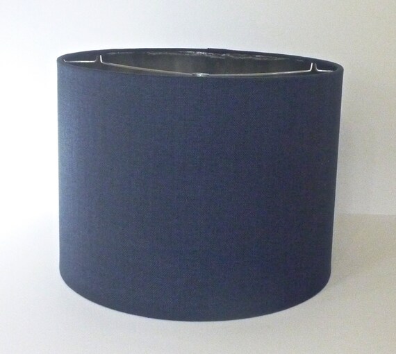 Items similar to Large Drum Lamp Shade in Navy Blue Linen Fabric with