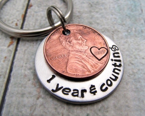 Anniversary Gift - Personalized KeyChain - Hand Stamped KeyChain ...