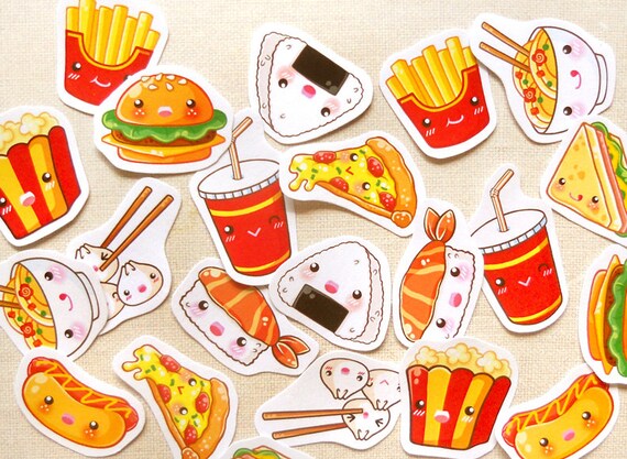 cute food planner stickers kawaii hamburger by beaglecakesart