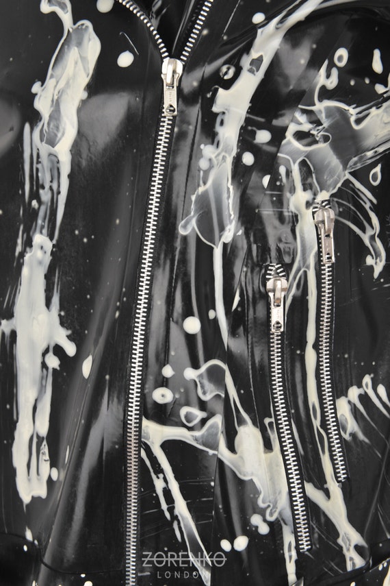 Bleach Dye Latex Men's Biker Jacket