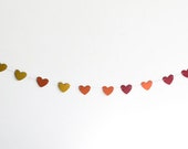 Heart Banner, Paper Bunting, Red Yellow Orange, Valentines Decor, Girls Room Decoration, Birthday Party Streamer, Sunset Hearts