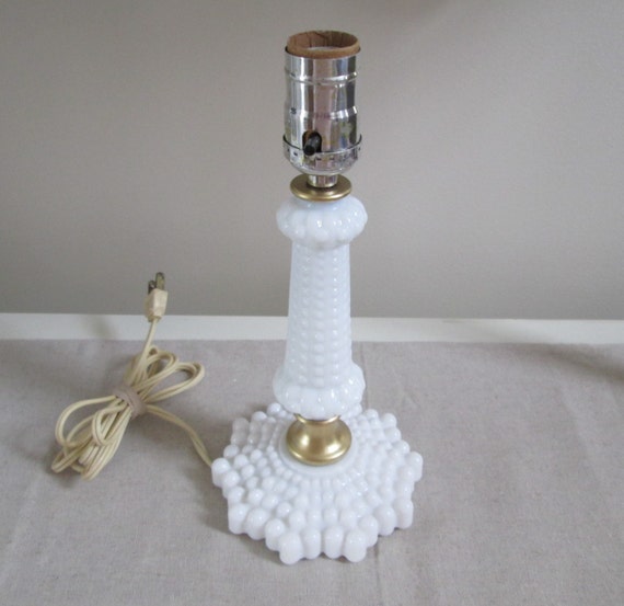 vintage milk white   bedroom hobnail glass lamp glass white lamp  lamp shabby bedroom lamp hobnail