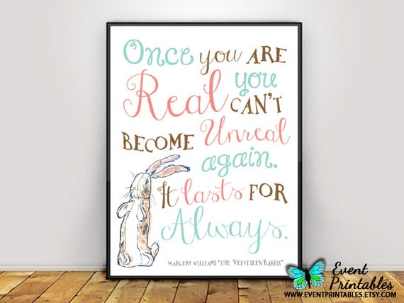 Velveteen Rabbit Quote Wall art - 5 Of our Favorite Children's Rabbit Books and Crafts - Sharing our favorite books and one adorable craft to go with each book. Perfect for Easter and International Rabbit Day. 
