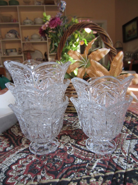 Ice Cream/Dessert Pedestal Bowls Handcut Lead Crystal Dishes