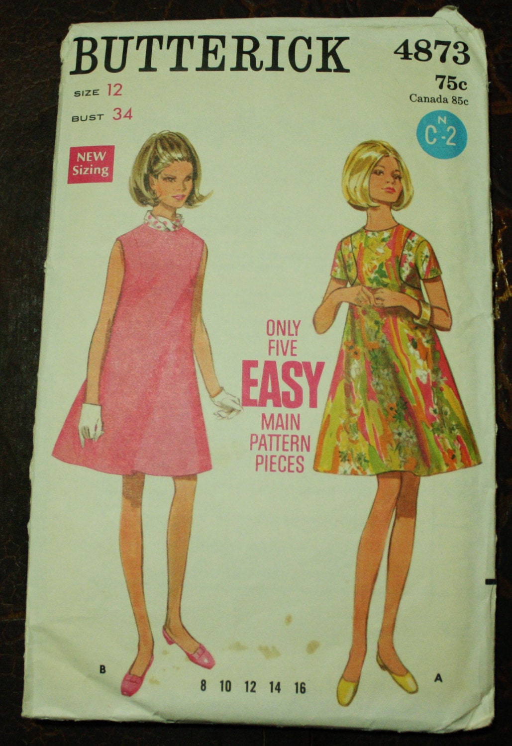 Butterick 4873 1960s 60s Mod Mini Dress Sewing Pattern Girls