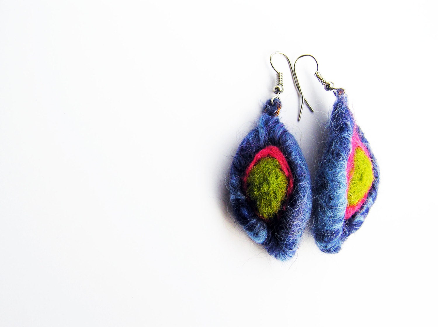 Needle felted earrings wool earrings felt jewelry dangle