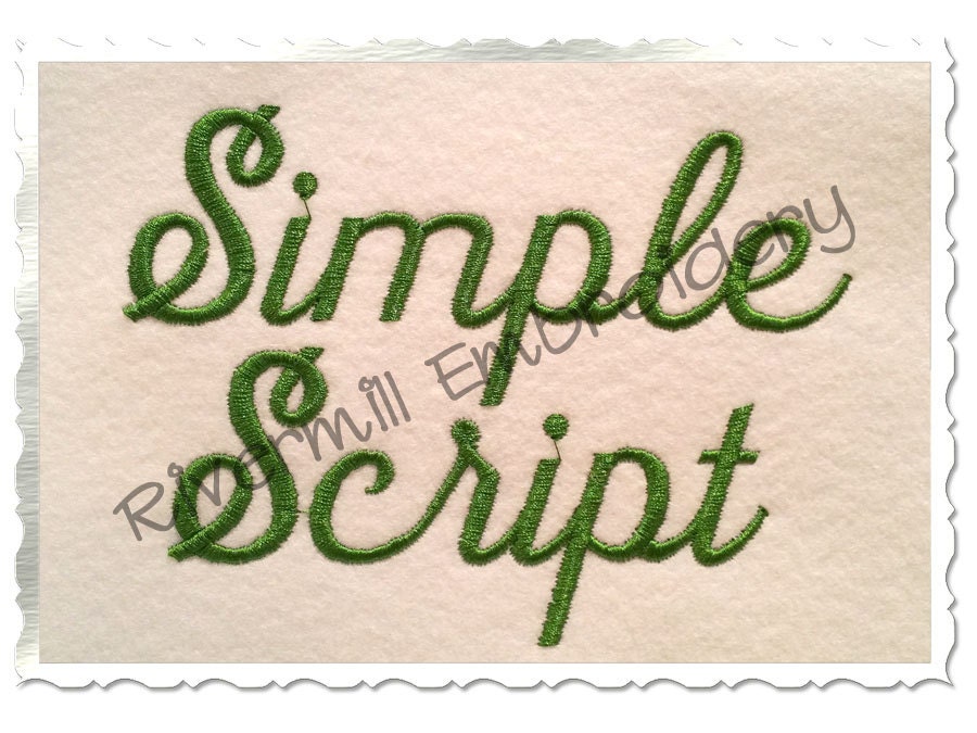 Simple Script Machine Embroidery Font Alphabet 1 1/2
