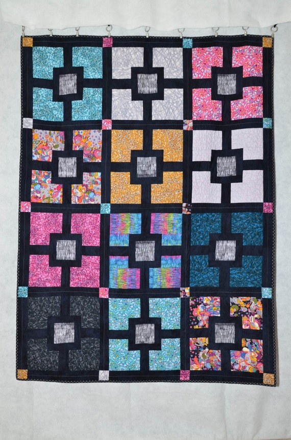 Handmade Quilt Throw Lap Quilt Contemporary Black Hole