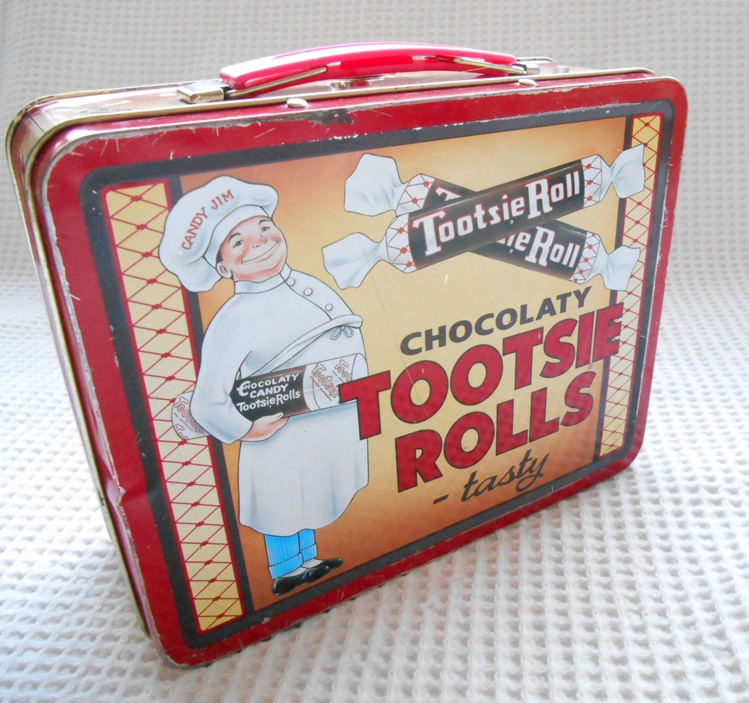 Vintage Tootsie Roll Carry Case Lunch Box Metal Case