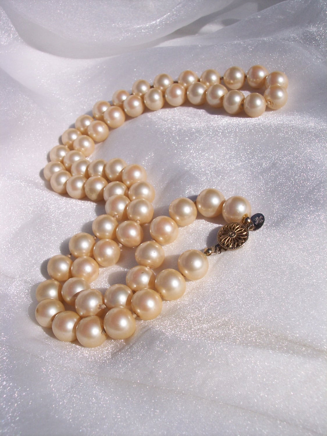 Vintage Les Bernard Necklace Hallmarked Knotted Pearl Heavy