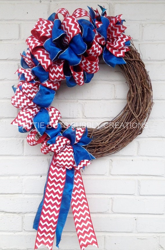 Patriotic Grapevine Ribbon Wreath