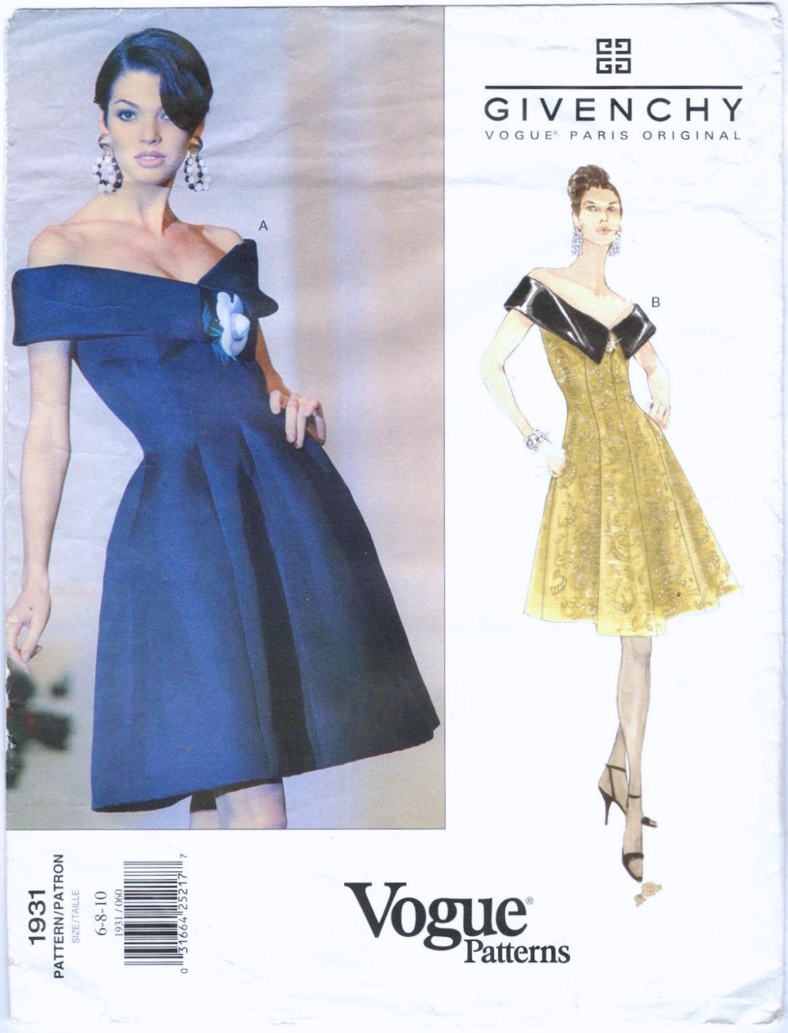 1990s Hubert de Givenchy cocktail dress pattern - Vogue 1931