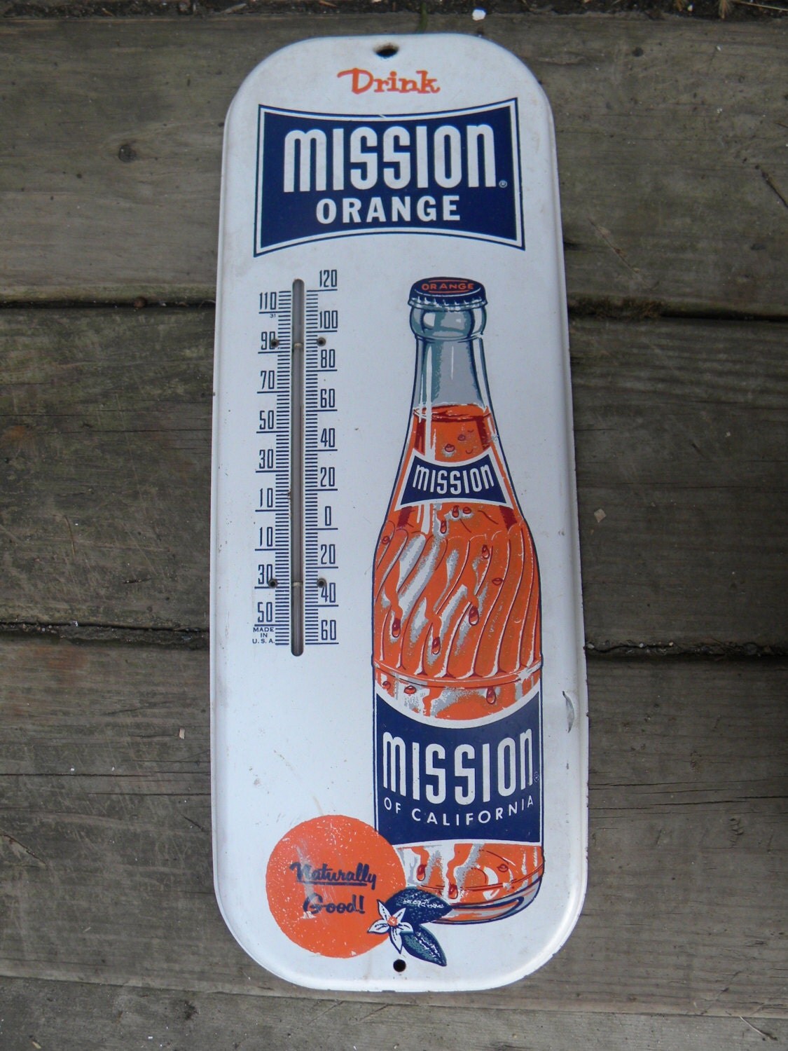 good shape clean vintage antique tin drink MISSION ORANGE soda
