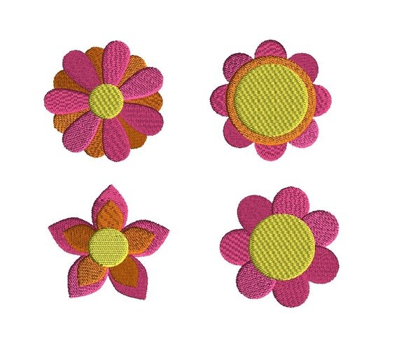 4 Mini Flowers Machine Embroidery Designs-INSTANT by SewChaCha