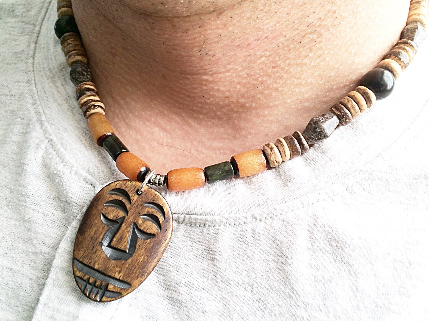 Mens Tribal Necklace Fathers Day Gift Unisex by 2BeBeadedBySana