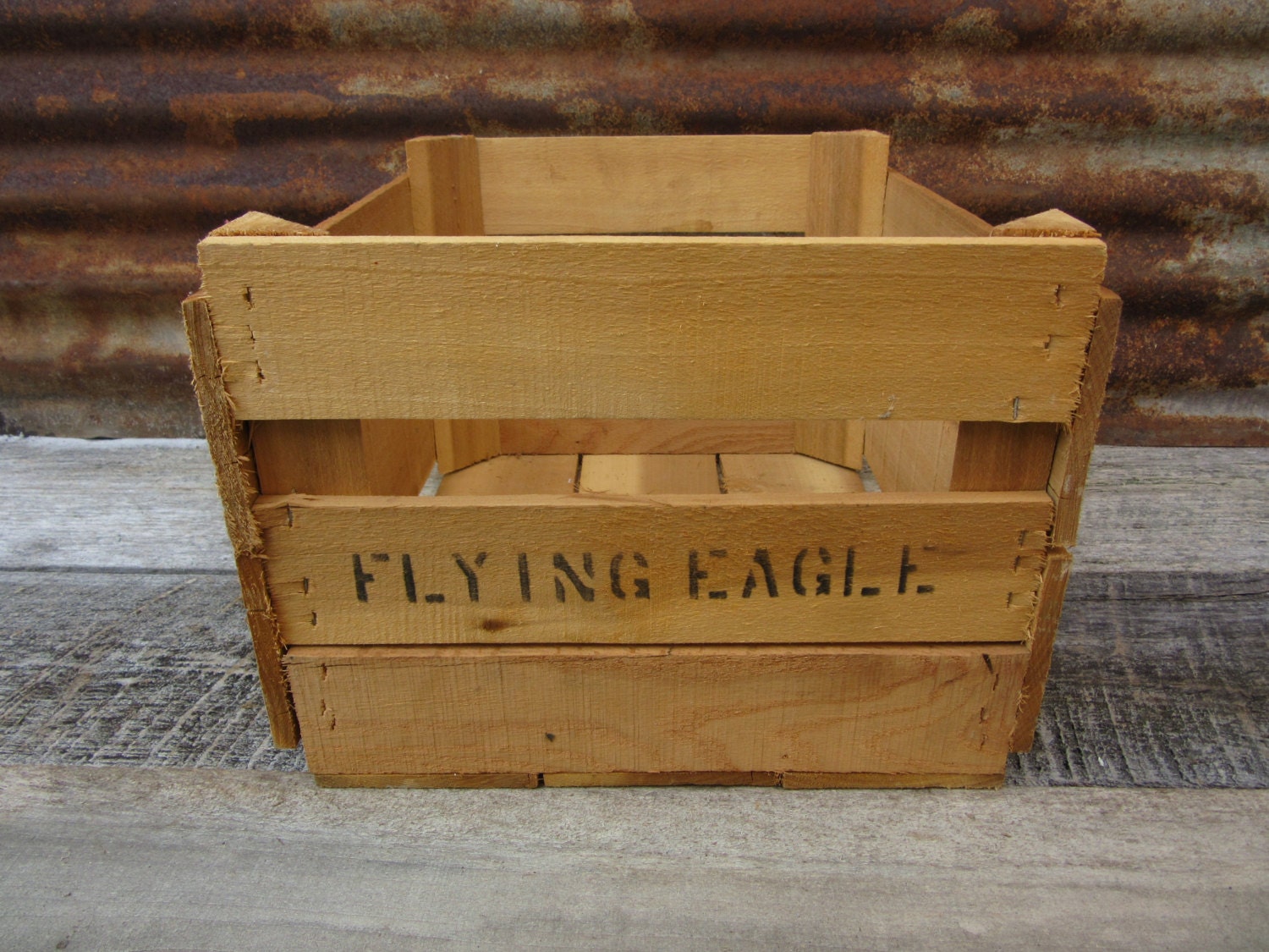 Vintage Wood Crate Fruit Produce Delivery Box Flying Eagle