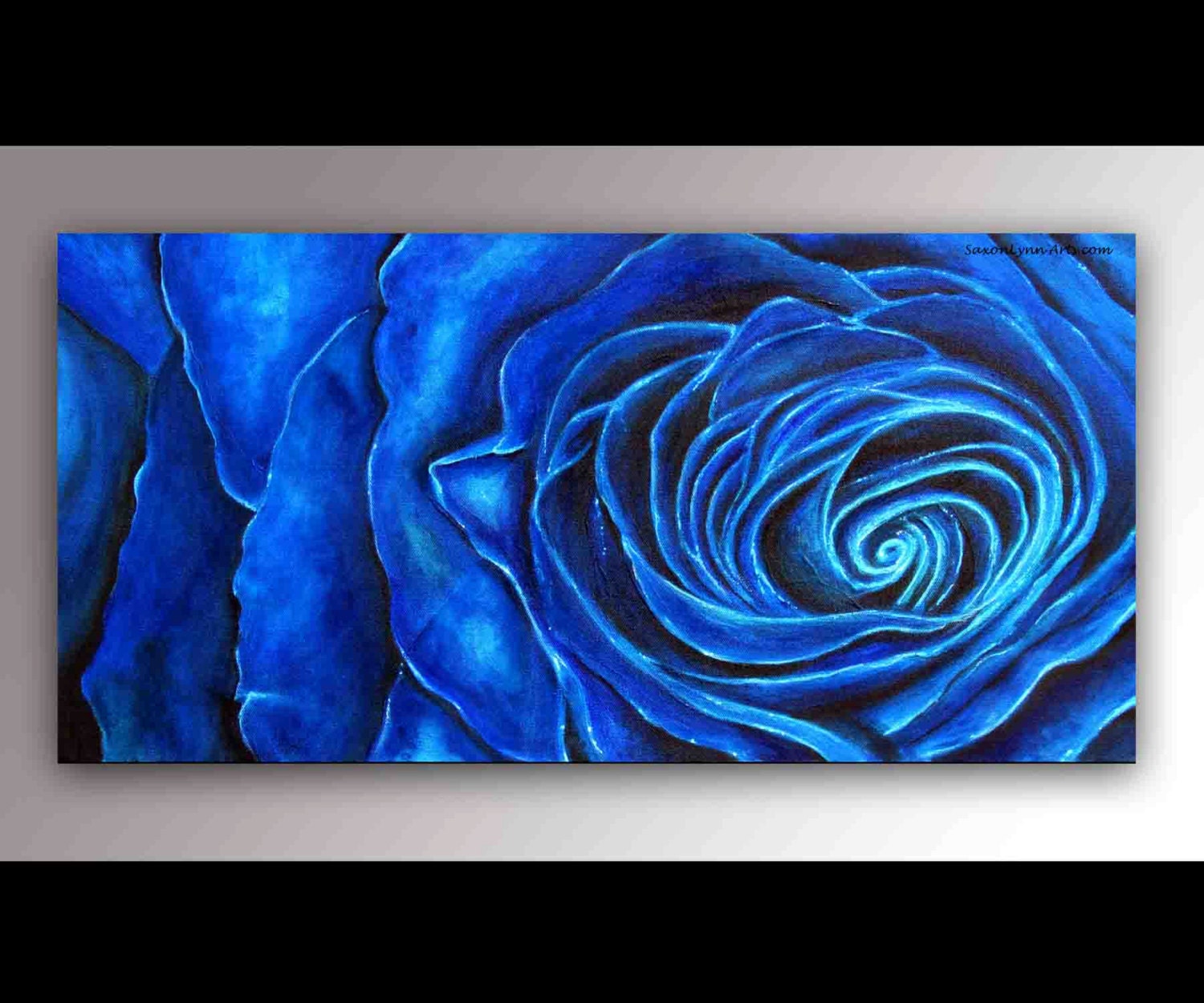 Blue Rose Painting Blue Rose Art Rose Wall Art Signed