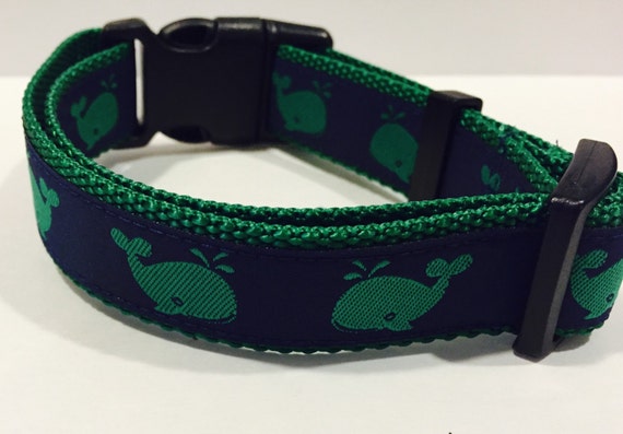 Whales Preppy Nuatical Adjustable Dog Collar Nautical Whales
