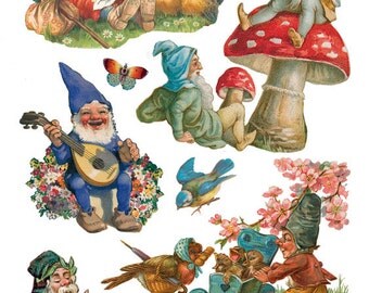 Gnomes Elves Sticker Package - 2 sheets - from Violette Stickers