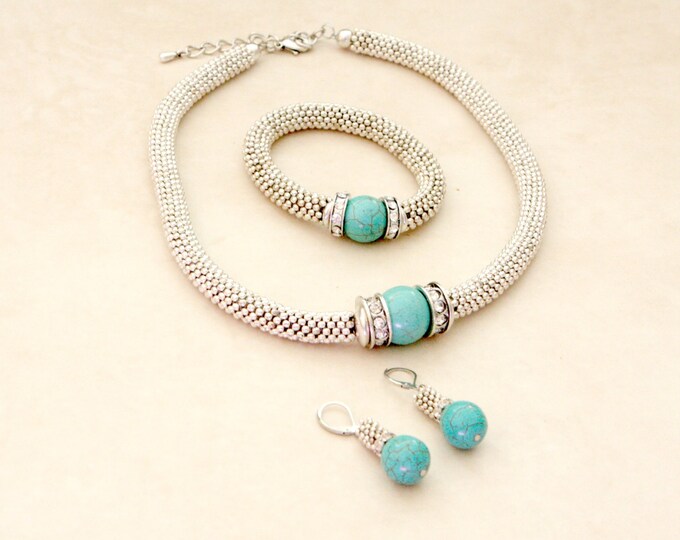 Necklace Set - Silver Jewelry Set - Statement Jewelry Set