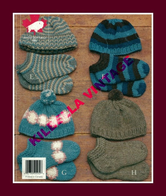 White Buffalo Wool Cowichan Knitting Pattern Hat Toque Slippers Socks Knittin...