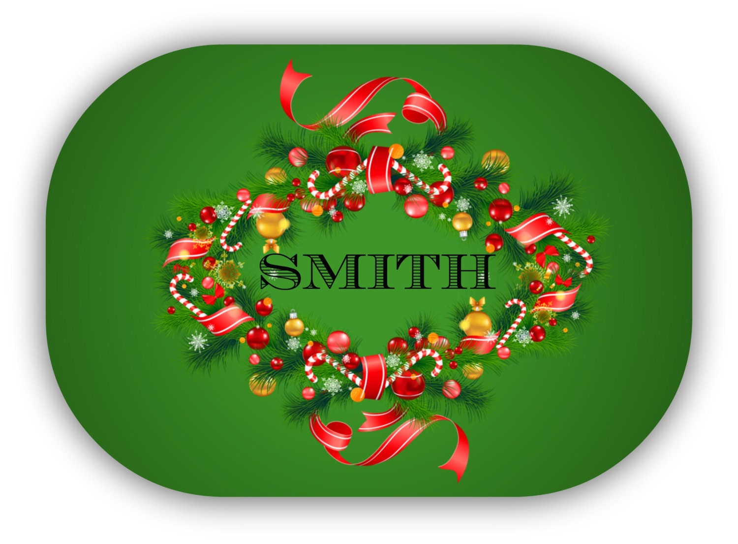 Christmas, Personalized, Platter, Wreath, Holidays, Family, Home Decor, Hosting