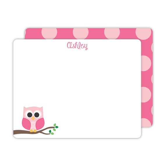 Owl Flat Note Cards - Personalized Note Cards for Kids - Stationery for Kids Il_570xn
