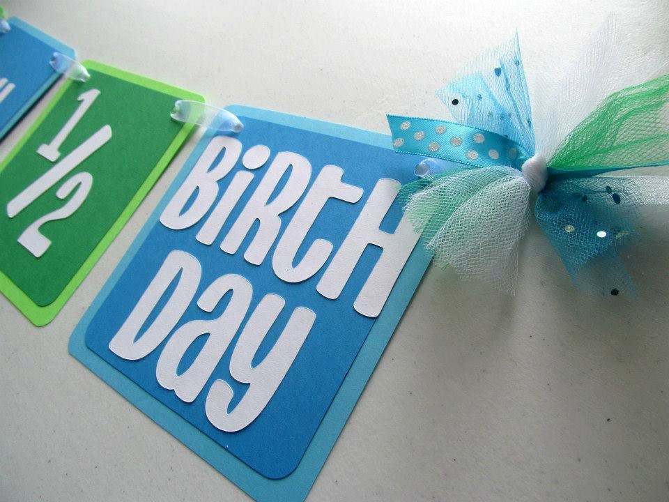 Its My 1 2 Birthday Banner In Blues And Greens For By Bananalala