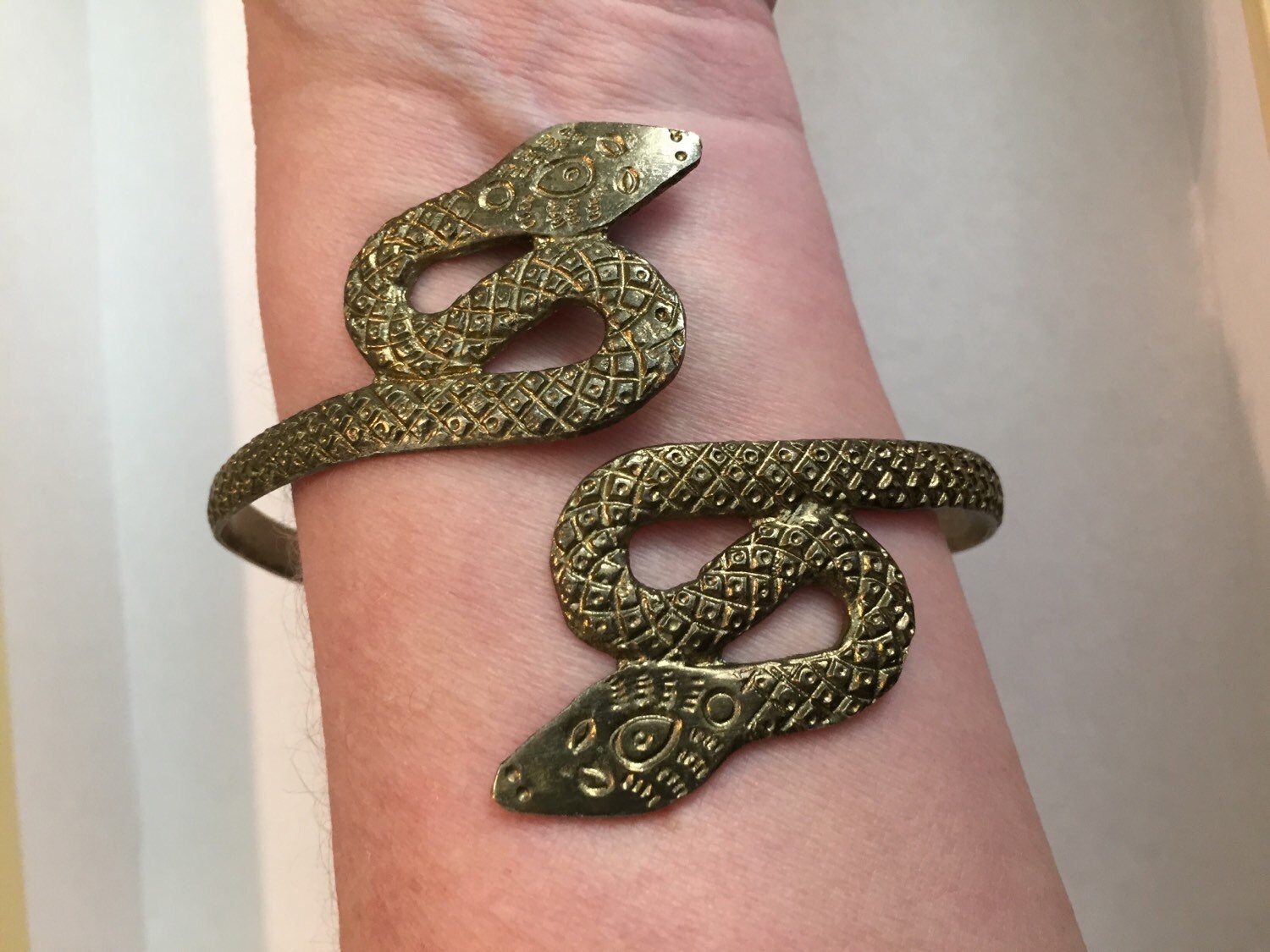 Great Double Headed Snake Upper Arm Bangle Cuff Bracelet Metal