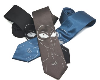 Alien Tie screen printed Necktie Extraterrestrial Scifi