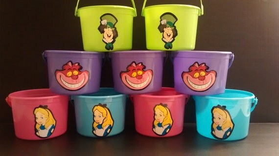 ALICE IN WONDERLAND birthday party favor pails (price s for 1 pail) Il_570xn