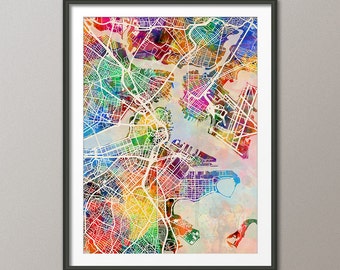 Boston Map, Boston Massachusetts City Street Map, Art Print (1520)