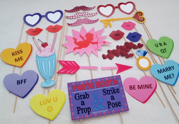 PDF - Valentine's Day photo booth props/decorations/craft - printable DIY