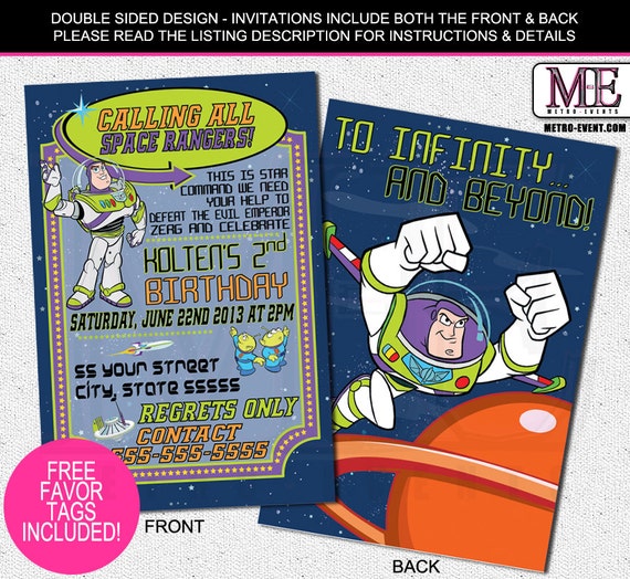 Buzz Lightyear Birthday Invitations, Toy Story Invitations, Buzz Lightyear Invitation, Toy Story Invite, Buzz Lightyear Birthday, Invitation Il_570xn