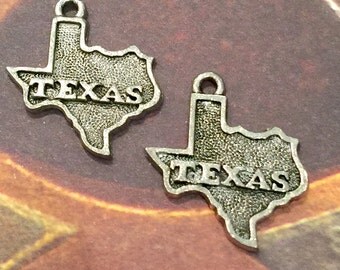 Texas State Charm - 4 pieces-(Antique Pewter Silver Finish)--style 605--