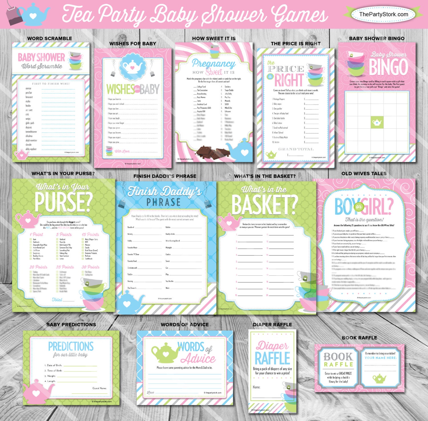 Tea Baby Shower Games Printable Game Baby is Brewing Theme
