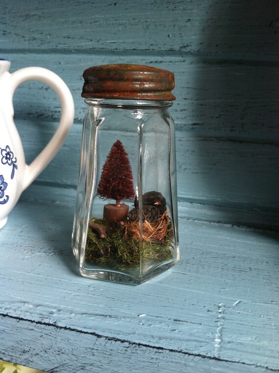 Old spice shaker bottle green house rustic tree by PillowsBeyond