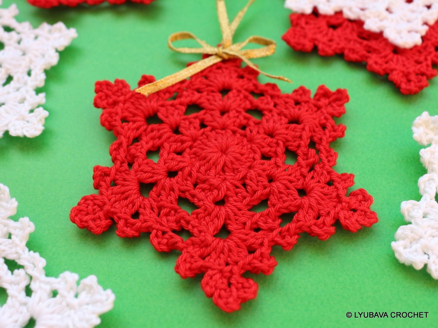 CROCHET PATTERN Snowflake Easy Pattern Christmas by LyubavaCrochet