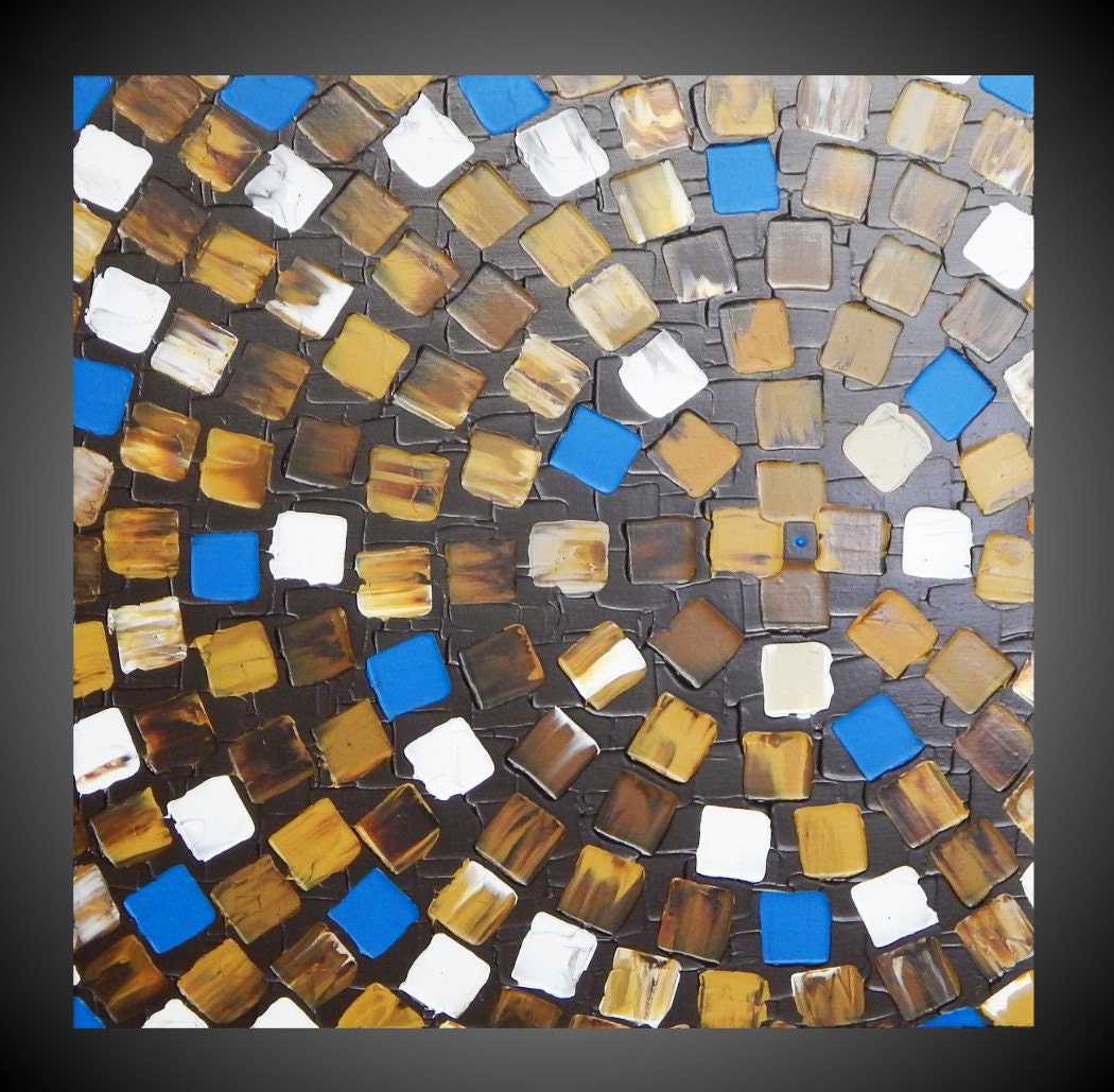 Origineel abstract acryl schilderij moderne door acrylkreativ Turquoise grijs geschilderd