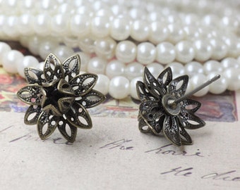 10 pcs raw Brass plating antique bronze earring cab finding