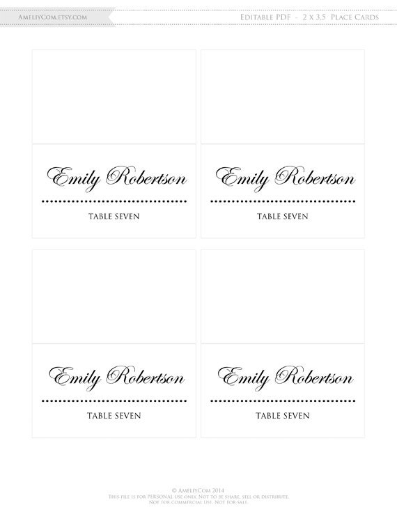 Printable Wedding Menu Free Place Card Template Instant