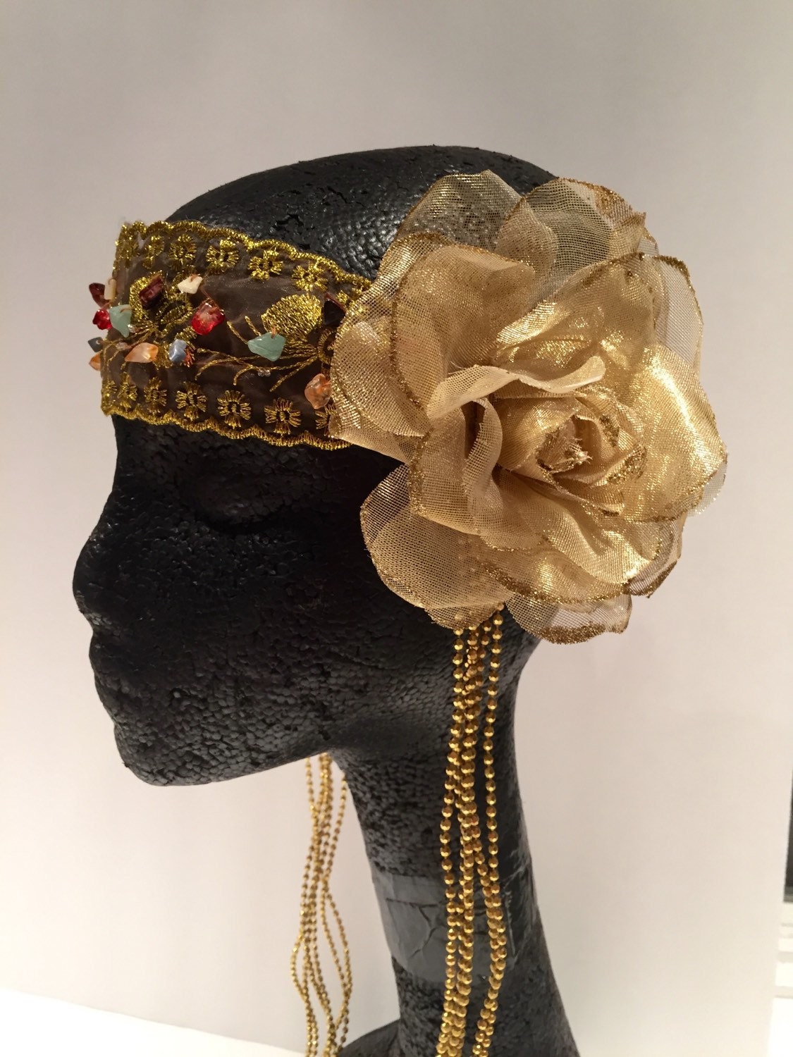 1920s Head Wrap Great Gatsby style Flapper Bridal by doramarra