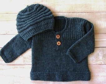 Baby Boy Sweater 12 to 18 Month Size Wool by SilverMapleKnits