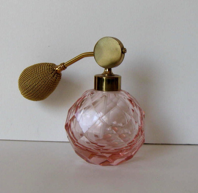 Vintage I. W. Rice Perfume Bottle with Atomizer Pink Hand