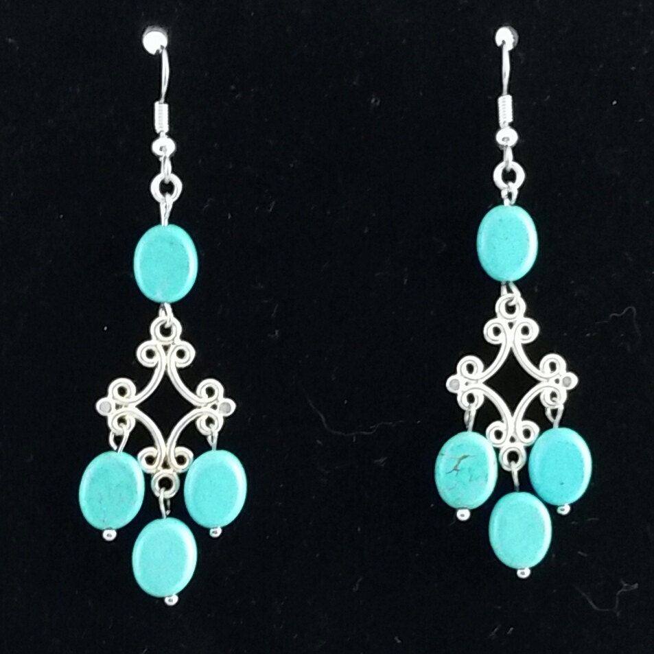 Turquoise dangle earrings by LeAnnMarieDesigns on Etsy